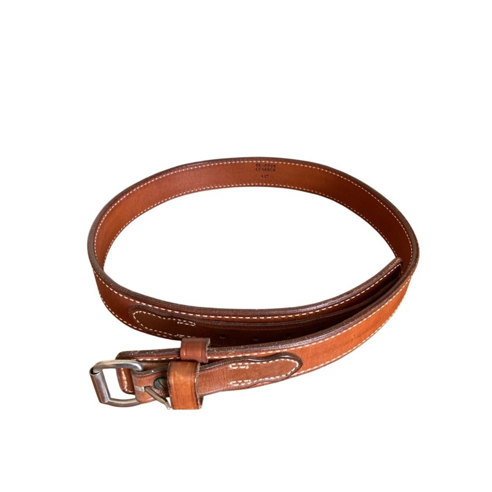 El Paso Mens Brown Leather Belt Size 42‎ Classic Casual Style Stictching Detail